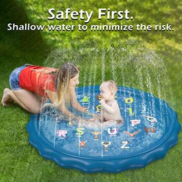 Jasonwell Splash Pad Sprinkler for Kids 60" Splash Play Mat Outdoor Water Toys Inflatable Splash Pad Baby Toddler Pool Boys Girls Children Outside Backyard Dog Sprinkler Pool for Age 1 2 3 4 5 6 7 8 9