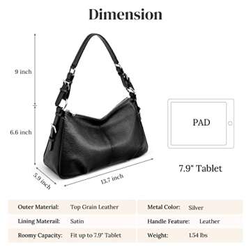 S-ZONE Womens Hobo Genuine Leather Shoulder Bag Top-handle Handbag Ladies Purses