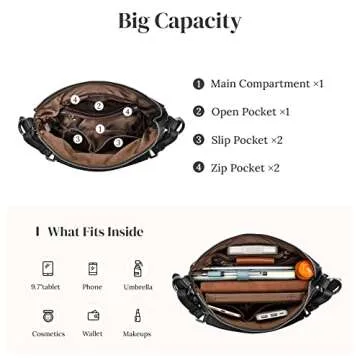 S-ZONE Womens Hobo Genuine Leather Shoulder Bag Top-handle Handbag Ladies Purses