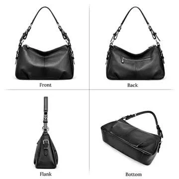 S-ZONE Womens Hobo Genuine Leather Shoulder Bag Top-handle Handbag Ladies Purses