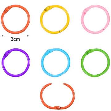 Boao 60 Counts Metal Loose-Leaf Rings Paper Leaf Binder Rings, Notebook Rings Keychains Keyrings (Pi...