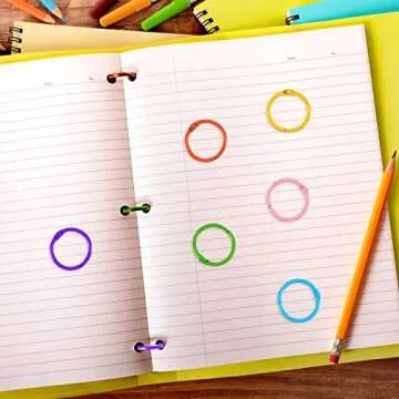 Boao 60 Counts Metal Loose-Leaf Rings Paper Leaf Binder Rings, Notebook Rings Keychains Keyrings (Pink, Green, Purple, Blue, Yellow, Orange, 1.2 Inch)