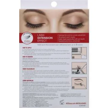 KISS Lash Couture Luxtension False Eyelashes, 'Lash Extension Kit', 12 mm, Includes 40 Wisps, Tweezers, Spoolie, Semi-Permanent Lash Adhesive And Remover, Contact Lens Friendly, Easy to Apply, Reusable Strip Lashes