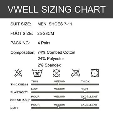 VWELL Cotton Toe Socks Five Finger Socks No Show Crew Athletic Running Socks 4 Pairs,Size 7-11