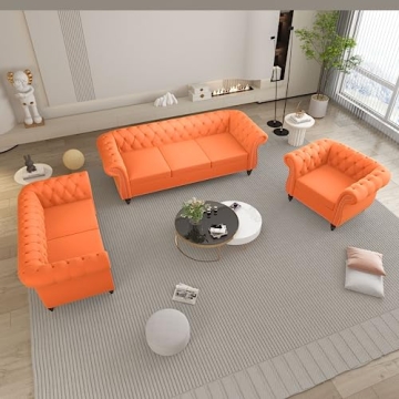 affeivul Tufted Velvet Couch - Comfy 3 Seater Design