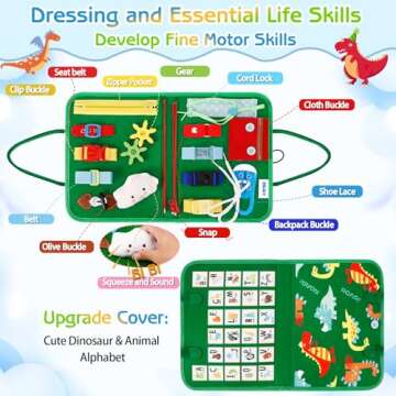 Esjay Toddler Busy Board Montessori Toys, Sensory Board Educational Activities for Learning Fine Mot...