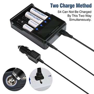 Universal Smart Battery Charger 4 Bay for Rechargeable Batteries NiMH NiCd AA AAA C Li-ion LiFePO4 I...