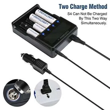 Universal Smart Battery Charger 4 Bay for Rechargeable Batteries NiMH NiCd AA AAA C Li-ion LiFePO4 I...