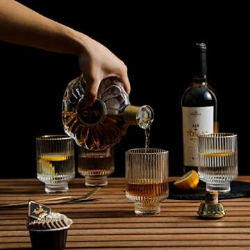 G Meridian Tumbler Glasses Set 6, 11.5oz with Gold Rim