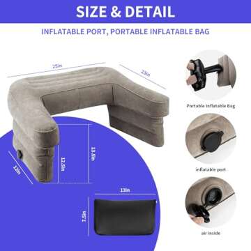 Reading Pillow for Bed, Portable Soft Air Lap Desk Pillow for Adult, Extra Large Inflatable Bed Tabl...