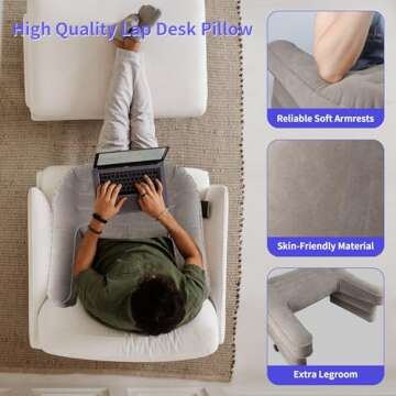 Reading Pillow for Bed, Portable Soft Air Lap Desk Pillow for Adult, Extra Large Inflatable Bed Table Reading Pillow Arm Rest Pillow for Reading, Gaming, Playing, Working in Bed Couch Floor Sofa