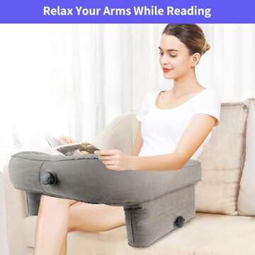Reading Pillow for Bed, Portable Soft Air Lap Desk Pillow for Adult, Extra Large Inflatable Bed Table Reading Pillow Arm Rest Pillow for Reading, Gaming, Playing, Working in Bed Couch Floor Sofa