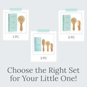 Natemia Baby Hair Brush and Comb Set - Wooden Soft Bristle Brush, Cradle Cap Brush for Newborns and Toddlers