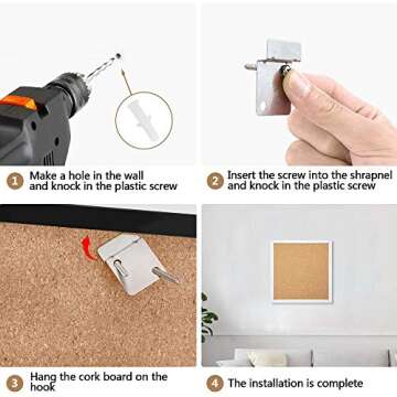 Corkboards for Wall, Cork Board Bulletin Board for Walls with Frame Cork Board Tiles,12"X 12" Thick Square Wall Tiles Small Framed Cork Tiles for Office,School, Home Holiday Decor (White, 12 * 12in)