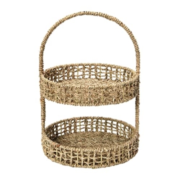 Elegant Seagrass 2-Tier Tray for Home Organization