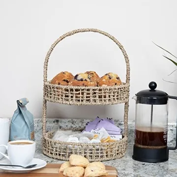 Elegant Seagrass 2-Tier Tray for Home Organization
