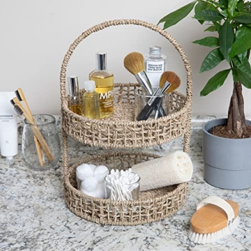 Elegant Seagrass 2-Tier Tray for Home Organization