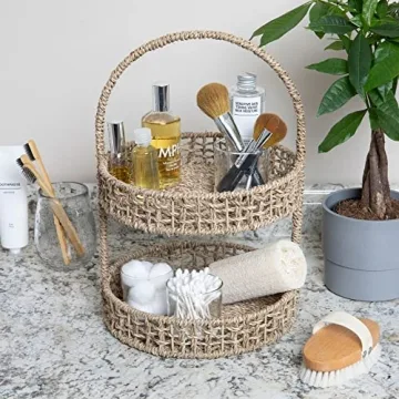 Elegant Seagrass 2-Tier Tray for Home Organization