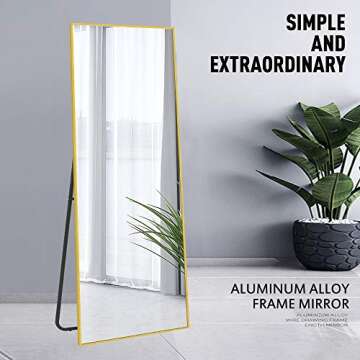NeuType Full Length Mirror Floor Mirror with Standing Holder Bedroom/Locker Room Standing/Hanging Mirror Dressing Mirror Wall-Mounted Mirror (Brushed Matte Gold) (AMZVCNTJJ00562XXR-ZYF)