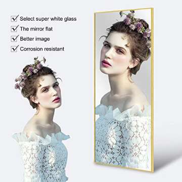 NeuType Full Length Mirror Floor Mirror with Standing Holder Bedroom/Locker Room Standing/Hanging Mirror Dressing Mirror Wall-Mounted Mirror (Brushed Matte Gold) (AMZVCNTJJ00562XXR-ZYF)