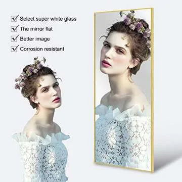 NeuType Full Length Mirror Floor Mirror with Standing Holder Bedroom/Locker Room Standing/Hanging Mirror Dressing Mirror Wall-Mounted Mirror (Brushed Matte Gold) (AMZVCNTJJ00562XXR-ZYF)