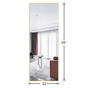 NeuType Full Length Mirror Floor Mirror with Standing Holder Bedroom/Locker Room Standing/Hanging Mirror Dressing Mirror Wall-Mounted Mirror (Brushed Matte Gold) (AMZVCNTJJ00562XXR-ZYF)