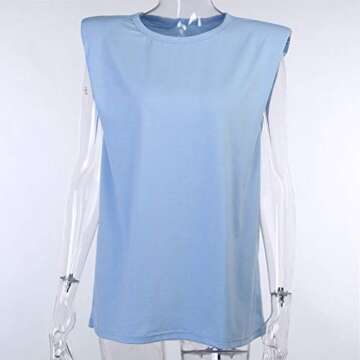 Antopmen Women Summer Crew Neck Tie-Dye Tees Shoulder Pad Sleeveless Tanks Top Cotton Fashion Loose ...