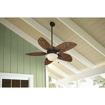 HARBOR BREEZE E-WK52NWZ5C1L Waveport 52-in Weathered Bronze Downrod Mount Ceiling Fan with Light Kit
