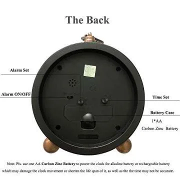 Maxspace Table Clock, Golden Metal Retro Non-Ticking Alarm Clock for Bedroom, Vintage Battery Operated Silent Quartz Movement HD Glass Small Desk Clock for Living Room Indoor Decoration