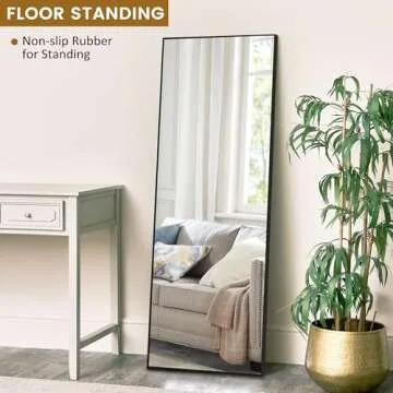 GlasFlength 57"x20" Full Length Mirror Rectangle Body Dressing Floor Standing Mirrors for Bedroom & Cloakroom, Black