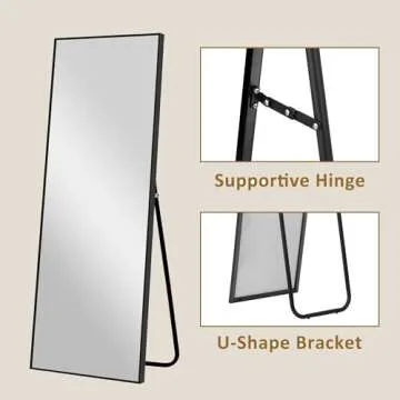 GlasFlength 57"x20" Full Length Mirror Rectangle Body Dressing Floor Standing Mirrors for Bedroom & Cloakroom, Black