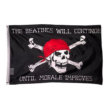 Beatings will Continue until Morale Improves Pirate Flag 3x5 FT - Jolly Roger Ship