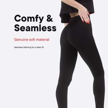 Free to Live 6 Pack Seamless Fleece Lined, Stretchable, Soft, and Lightweight Highwaist Leggings for Women - One Size
