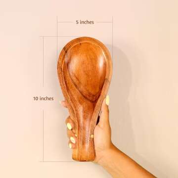 Folkulture Acacia Wood Spoon Rest for Kitchen Use