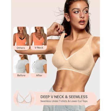 OEAK Wireless Deep V Bra Comfort Seamless Push Up Style