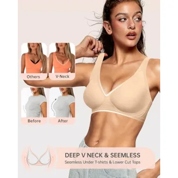 OEAK Wireless Deep V Bra Comfort Seamless Push Up Style