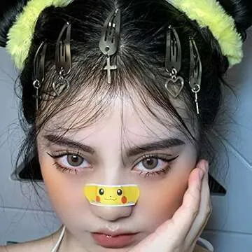 8 Pairs Y2K Snap Clip Silver Tone Metal Vintage Charms Hip Hop Y2K Jewelry Hair Accessories 90s Styl...