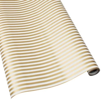 Caspari Club Stripe Reversible Wrapping Paper - Gold & Silver