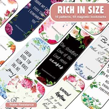 Zonon 48 Pcs Bible Verse Magnetic Bookmarks, Inspirational Scripture Christian Book Markers Religiou...