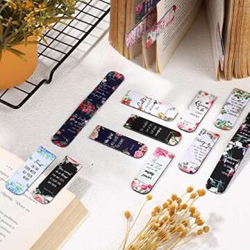 Zonon 48 Pcs Bible Verse Magnetic Bookmarks, Inspirational Scripture Christian Book Markers Religious Motivational Encouragement Flower Page Clips Presents for School Supplies (Elegant Style)