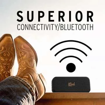 The Klipsch Nashville Portable Bluetooth Speaker with a 2.25" full range drivers for 360 degree audio, IP67 dust and waterproof rating, 24 hours of playtime for a premium live concert experience