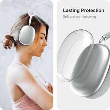 MOLOPPO Case Cover for AirPods Max Headphones, Clear Soft TPU Skin Anti-Scratch, Transparent Accessories Ultra Protective Cover for Apple AirPods Max (2024/2020), Clear