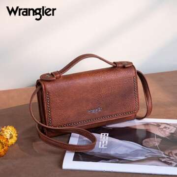 Wrangler 2 Pack Tote Bag and Clutch Wallet for Women Western Designer Top Handle Handbags