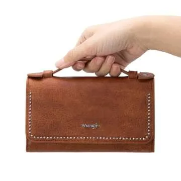 Wrangler 2 Pack Tote Bag and Clutch Wallet for Women Western Designer Top Handle Handbags
