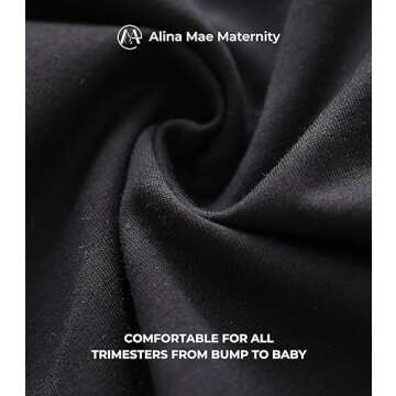 Alina Mae Maternity Pants Comfortable Stretch Over-Bump Women Pregnancy Casual Capris for Work (Black, Large (Size 12-14))