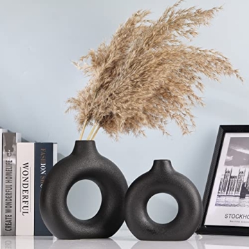 Elegant Black Ceramics Vase Set for Stylish Home Decor