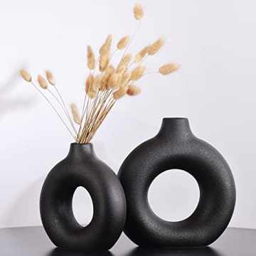 Elegant Black Ceramics Vase Set for Stylish Home Decor