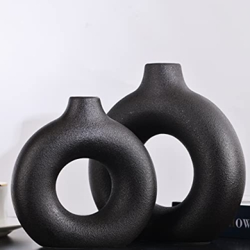 Elegant Black Ceramics Vase Set for Stylish Home Decor