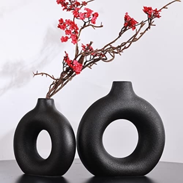 Elegant Black Ceramics Vase Set for Stylish Home Decor