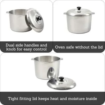 IMUSA USA Heavy Duty Cajun Aluminum Stock Pot - 14 Quart - Durable, Functional & Versatile